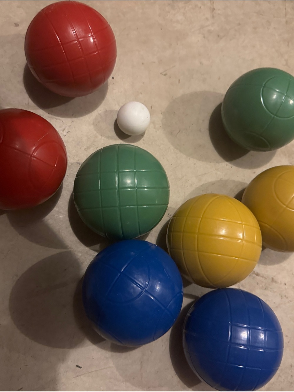 Colorful Bocce Ball Set- Red, Green, Blue, Yellow, White